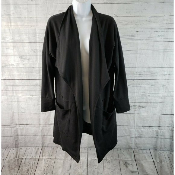 Pebble and Stone Womens Cardigan Sz Small Black Open Front Long Sleeve - Picture 1 of 7